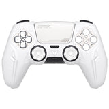 PlayVital Futuristic CyberMech Design Silicone Grip Skin with Thumb Grips for PS5 Wireless Controller, Compatible with PS5 Official Charging Dock - White - CHXPFP002