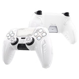 PlayVital Futuristic CyberMech Design Silicone Grip Skin with Thumb Grips for PS5 Wireless Controller, Compatible with PS5 Official Charging Dock - White - CHXPFP002