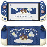 PlayVital Good Night Bear Dockable Protective Case for Nintendo Switch 2 - Detachable Silicone Joycon Grips & Shockproof Back Cover with Cute Bear Thumbs Caps - Midnight Blue - WNXNTM001