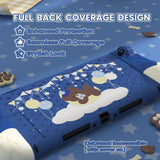 PlayVital Good Night Bear Dockable Protective Case for Nintendo Switch 2 - Detachable Silicone Joycon Grips & Shockproof Back Cover with Cute Bear Thumbs Caps - Midnight Blue - WNXNTM001