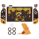 PlayVital Good Night Bear Dockable Protective Case for Nintendo Switch 2 - Detachable Silicone Joycon Grips & Shockproof Back Cover with Cute Bear Thumbs Caps - Brown - WNXNTM002