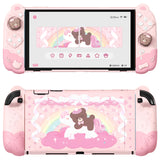 PlayVital Good Night Bear Dockable Protective Case for Nintendo Switch 2 - Detachable Silicone Joycon Grips & Shockproof Back Cover with Cute Bear Thumbs Caps - Pink - WNXNTM003