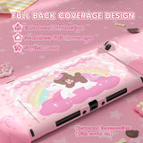 PlayVital Good Night Bear Dockable Protective Case for Nintendo Switch 2 - Detachable Silicone Joycon Grips & Shockproof Back Cover with Cute Bear Thumbs Caps - Pink - WNXNTM003