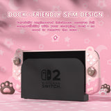 PlayVital Good Night Bear Dockable Protective Case for Nintendo Switch 2 - Detachable Silicone Joycon Grips & Shockproof Back Cover with Cute Bear Thumbs Caps - Pink - WNXNTM003