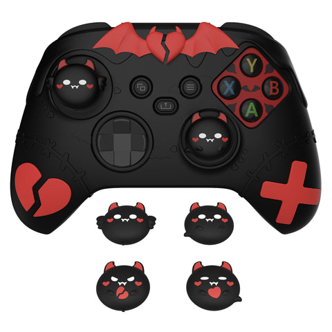 PlayVital Gothic Imp Series Cute Silicone Skin for Xbox Series X/S Controller, Anti-Slip Grip Silicone Cover, Protective Silicone Case for Xbox Core Controller with Thumb Grips - Black - ZEEX3P001