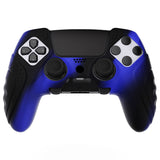 PlayVital Guardian Edition Anti-Slip Ergonomic Silicone Cover Case for ps5 Edge Controller, Soft Rubber Protector Skin for ps5 Edge Wireless Controller with Thumb Grip Caps - Blue & Black - EHPFP009