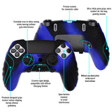 PlayVital Guardian Edition Anti-Slip Ergonomic Silicone Cover Case for ps5 Edge Controller, Soft Rubber Protector Skin for ps5 Edge Wireless Controller with Thumb Grip Caps - Blue & Black - EHPFP009