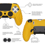 PlayVital Guardian Edition Anti-Slip Ergonomic Silicone Cover Case for ps5 Edge Controller, Soft Rubber Protector Skin for ps5 Edge Wireless Controller with Thumb Grip Caps - Caution Yellow - EHPFP012