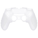 PlayVital Guardian Edition Anti-Slip Ergonomic Silicone Cover Case for ps5 Edge Controller, Soft Rubber Protector Skin for ps5 Edge Wireless Controller with Thumb Grip Caps - Clear White - EHPFP003