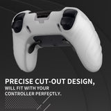 PlayVital Guardian Edition Anti-Slip Ergonomic Silicone Cover Case for ps5 Edge Controller, Soft Rubber Protector Skin for ps5 Edge Wireless Controller with Thumb Grip Caps - Clear White - EHPFP003