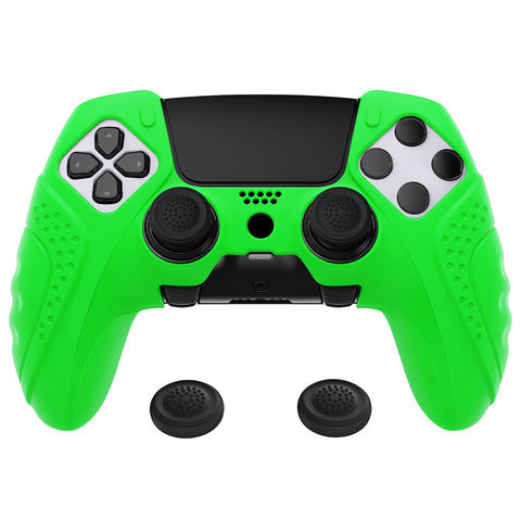 PlayVital Guardian Edition Anti-Slip Ergonomic Silicone Cover Case for ps5 Edge Controller, Soft Rubber Protector Skin for ps5 Edge Wireless Controller with Thumb Grip Caps - Green - EHPFP010