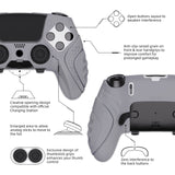 PlayVital Guardian Edition Anti-Slip Ergonomic Silicone Cover Case for ps5 Edge Controller, Soft Rubber Protector Skin for ps5 Edge Wireless Controller with Thumb Grip Caps - Metallic Gray - EHPFP011