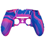 PlayVital Guardian Edition Anti-Slip Ergonomic Silicone Cover Case for ps5 Edge Controller, Soft Rubber Protector Skin for ps5 Edge Wireless Controller with Thumb Grip Caps - Pink & Purple & Blue - EHPFP013