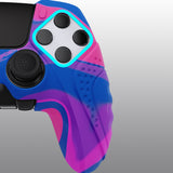 PlayVital Guardian Edition Anti-Slip Ergonomic Silicone Cover Case for ps5 Edge Controller, Soft Rubber Protector Skin for ps5 Edge Wireless Controller with Thumb Grip Caps - Pink & Purple & Blue - EHPFP013