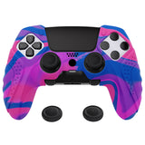 PlayVital Guardian Edition Anti-Slip Ergonomic Silicone Cover Case for ps5 Edge Controller, Soft Rubber Protector Skin for ps5 Edge Wireless Controller with Thumb Grip Caps - Pink & Purple & Blue - EHPFP013