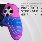 PlayVital Guardian Edition Anti-Slip Ergonomic Silicone Cover Case for ps5 Edge Controller, Soft Rubber Protector Skin for ps5 Edge Wireless Controller with Thumb Grip Caps - Pink & Purple & Blue - EHPFP013