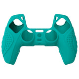 PlayVital Guardian Edition Aqua Green Ergonomic Soft Anti-slip Controller Silicone Case Cover, Rubber Protector Skins with White Joystick Caps for PS5 Controller - YHPF010