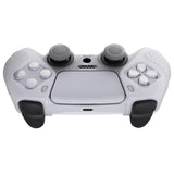 PlayVital Guardian Edition Clear White Ergonomic Soft Anti-slip Controller Silicone Case Cover, Rubber Protector Skins with Clear White Joystick Caps for PS5 Controller - YHPF013