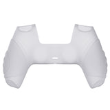 PlayVital Guardian Edition Clear White Ergonomic Soft Anti-slip Controller Silicone Case Cover, Rubber Protector Skins with Clear White Joystick Caps for PS5 Controller - YHPF013