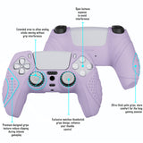 PlayVital Guardian Edition Mauve Purple Ergonomic Soft Anti-slip Controller Silicone Case Cover, Rubber Protector Skins with White Joystick Caps for PS5 Controller - YHPF009