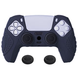 PlayVital Guardian Edition Midnight Blue Ergonomic Soft Anti-slip Controller Silicone Case Cover, Rubber Protector Skins with Black Joystick Caps for PS5 Controller - YHPF003