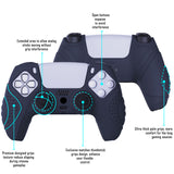 PlayVital Guardian Edition Midnight Blue Ergonomic Soft Anti-slip Controller Silicone Case Cover, Rubber Protector Skins with Black Joystick Caps for PS5 Controller - YHPF003