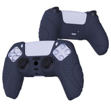 PlayVital Guardian Edition Midnight Blue Ergonomic Soft Anti-slip Controller Silicone Case Cover, Rubber Protector Skins with Black Joystick Caps for PS5 Controller - YHPF003