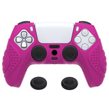 PlayVital Guardian Edition Neon Purple Ergonomic Soft Anti-slip Controller Silicone Case Cover, Rubber Protector Skins with Black Joystick Caps for PS5 Controller - YHPF026