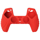 PlayVital Guardian Edition Passion Red Ergonomic Soft Anti-slip Controller Silicone Case Cover, Rubber Protector Skins with Black Joystick Caps for PS5 Controller - YHPF012