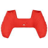 PlayVital Guardian Edition Passion Red Ergonomic Soft Anti-slip Controller Silicone Case Cover, Rubber Protector Skins with Black Joystick Caps for PS5 Controller - YHPF012