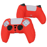 PlayVital Guardian Edition Passion Red Ergonomic Soft Anti-slip Controller Silicone Case Cover, Rubber Protector Skins with Black Joystick Caps for PS5 Controller - YHPF012