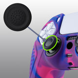 PlayVital Guardian Edition Ergonomic Soft Anti-Slip Controller Silicone Case Cover for ps5, Rubber Protector Skins with Black Joystick Caps for ps5 Controller - Pink & Purple & Blue - YHPF019