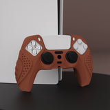 PlayVital Guardian Edition Signal Brown Ergonomic Soft Anti-slip Controller Silicone Case Cover, Rubber Protector Skins with Black Joystick Caps for PS5 Controller - YHPF025