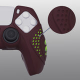 PlayVital Guardian Edition Wine Red Ergonomic Soft Anti-slip Controller Silicone Case Cover, Rubber Protector Skins with Black Joystick Caps for PS5 Controller - YHPF011