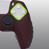 PlayVital Guardian Edition Wine Red Ergonomic Soft Anti-slip Controller Silicone Case Cover, Rubber Protector Skins with Black Joystick Caps for PS5 Controller - YHPF011