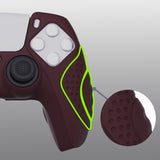 PlayVital Guardian Edition Wine Red Ergonomic Soft Anti-slip Controller Silicone Case Cover, Rubber Protector Skins with Black Joystick Caps for PS5 Controller - YHPF011