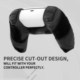 PlayVital Guardian Edition Dark Gray & Black Ergonomic Soft Anti-slip Controller Silicone Case Cover, Rubber Protector Skins with Black Joystick Caps for PS5 Controller - YHPF032