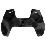 PlayVital Guardian Edition Dark Gray & Black Ergonomic Soft Anti-slip Controller Silicone Case Cover, Rubber Protector Skins with Black Joystick Caps for PS5 Controller - YHPF032