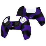 PlayVital Guardian Edition Purple & Black Ergonomic Soft Anti-slip Controller Silicone Case Cover, Rubber Protector Skins with Black Joystick Caps for PS5 Controller - YHPF030