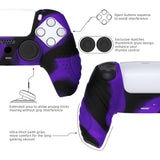 PlayVital Guardian Edition Purple & Black Ergonomic Soft Anti-slip Controller Silicone Case Cover, Rubber Protector Skins with Black Joystick Caps for PS5 Controller - YHPF030