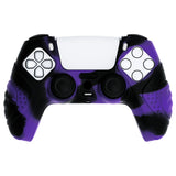 PlayVital Guardian Edition Purple & Black Ergonomic Soft Anti-slip Controller Silicone Case Cover, Rubber Protector Skins with Black Joystick Caps for PS5 Controller - YHPF030