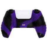 PlayVital Guardian Edition Purple & Black Ergonomic Soft Anti-slip Controller Silicone Case Cover, Rubber Protector Skins with Black Joystick Caps for PS5 Controller - YHPF030