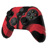 PlayVital Guardian Edition Red & Black Ergonomic Soft Anti-slip Controller Silicone Case Cover, Rubber Protector Skins with Black Joystick Caps for Xbox Series S and Xbox Series X Controller - HCX3012