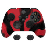 PlayVital Guardian Edition Red & Black Ergonomic Soft Anti-slip Controller Silicone Case Cover, Rubber Protector Skins with Black Joystick Caps for Xbox Series S and Xbox Series X Controller - HCX3012