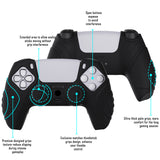 PlayVital Guardian Edition Black Ergonomic Soft Anti-slip Controller Silicone Case Cover, Rubber Protector Skins with Black Joystick Caps for PS5 Controller - YHPF001