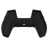 PlayVital Guardian Edition Black Ergonomic Soft Anti-slip Controller Silicone Case Cover, Rubber Protector Skins with Black Joystick Caps for PS5 Controller - YHPF001