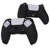 PlayVital Guardian Edition Black Ergonomic Soft Anti-slip Controller Silicone Case Cover, Rubber Protector Skins with Black Joystick Caps for PS5 Controller - YHPF001