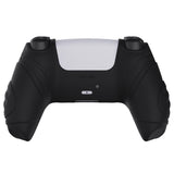 PlayVital Guardian Edition Black Ergonomic Soft Anti-slip Controller Silicone Case Cover, Rubber Protector Skins with Black Joystick Caps for PS5 Controller - YHPF001