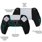 PlayVital Guardian Edition Black Ergonomic Soft Controller Silicone Case Grips for PS5, Rubber Protector Skins with Thumbstick Caps for PS5 Controller – Compatible with Charging Station - YHPF014