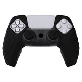 PlayVital Guardian Edition Black Ergonomic Soft Controller Silicone Case Grips for PS5, Rubber Protector Skins with Thumbstick Caps for PS5 Controller – Compatible with Charging Station - YHPF014